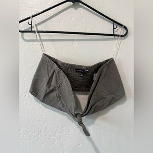 Kendall & Kylie Greenish Gray Strapless Ties in the Front Crop Top